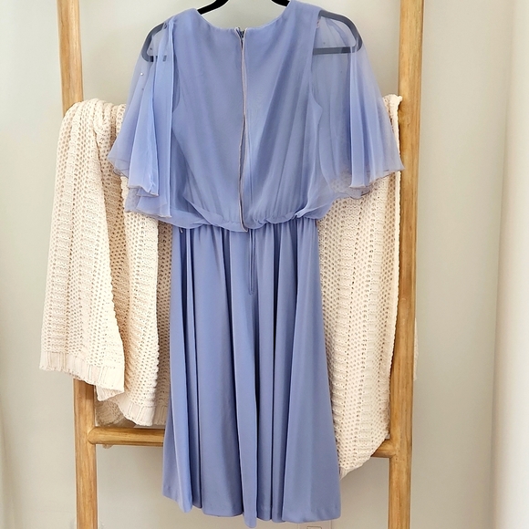 Vintage Sears Sheer Cape Overlay Cocktail Dress with Pearl Detail Size M - Picture 2 of 8